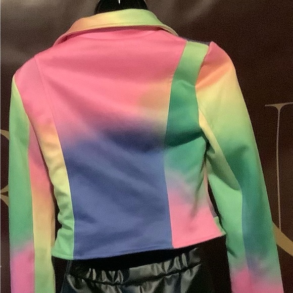 Love Highlight Women's Splash of Color Long Sleeves Painted Biker Jacket - Picture 6 of 11